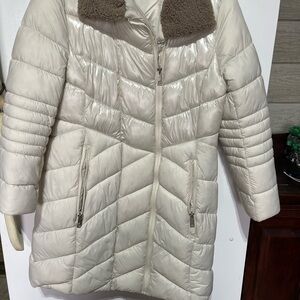 Andrew Marc Cream and Brown Puffer Coat